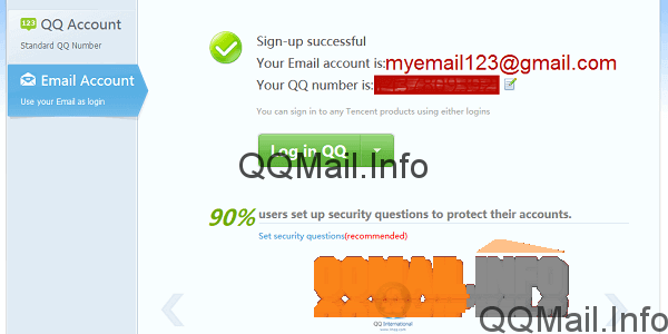 qq mail sign up successful
